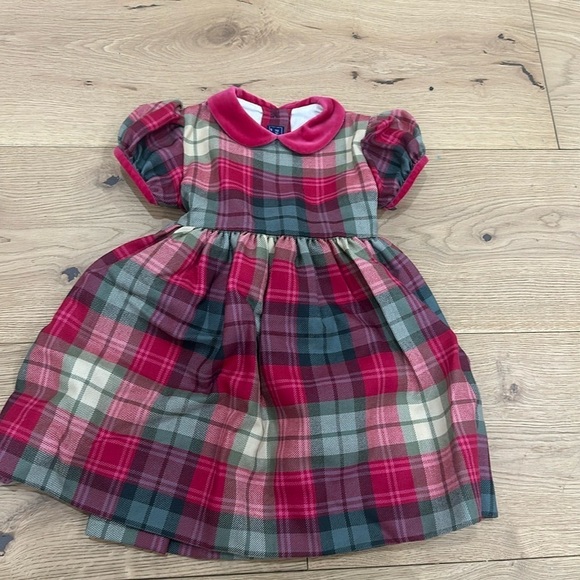 Papo d’anjo velvet Peter Pan holiday dress classic lined 4Y red/ pink/sage green - Picture 2 of 8